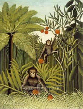 アンリ・ルソー Painting - ジャングルの中の猿たち 1909年 アンリ・ルソー ポスト印象派 素朴原始主義
